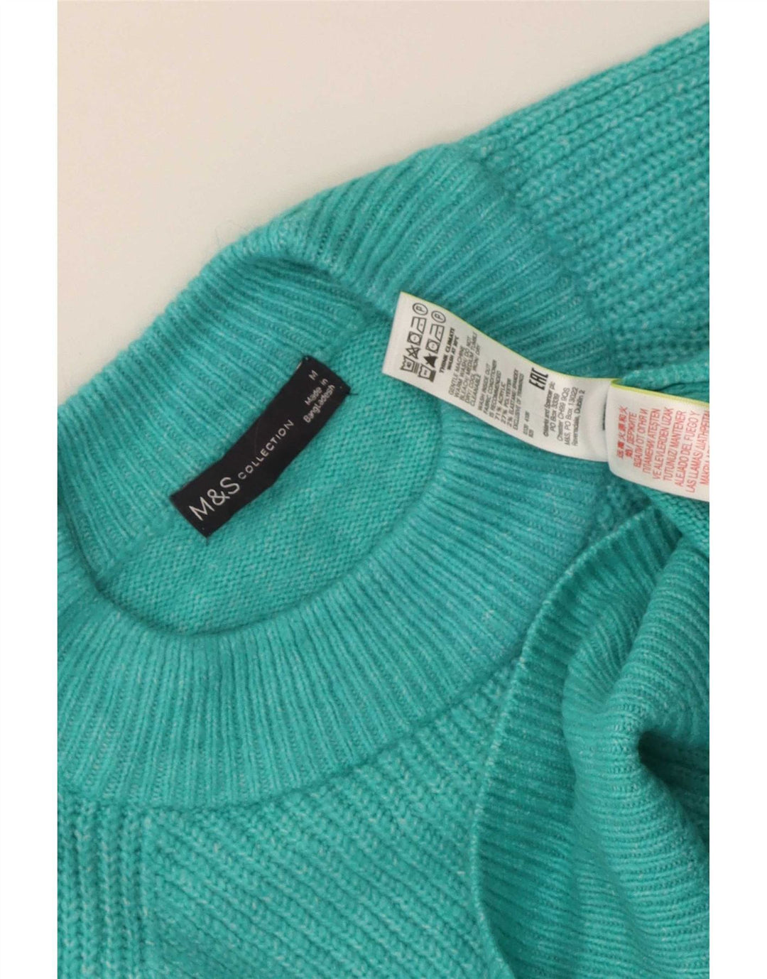 Pulover pentru femei Marks & Spencer cu decolteu triplu UK 14 Medium Blue Acrylic