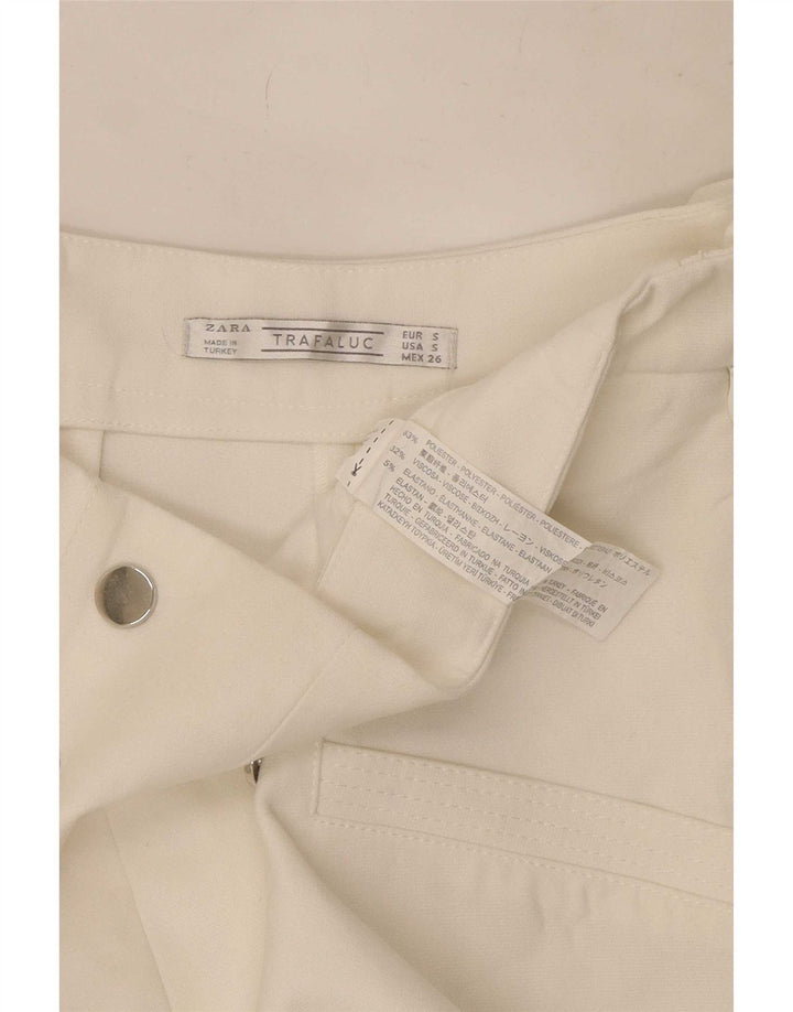 Pantaloni fierbinți pentru femei Trafaluc cu talie înaltă Zara Mici W26 Poliester alb