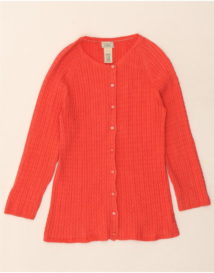 L.L.BEAN Womens Cardigan Sweater UK 12 Medium Orange Cotton Vintage L.L.Bean and Second-Hand L.L.Bean from Messina Hembry 