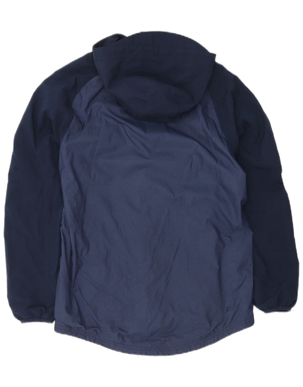 Jachetă de ploaie cu glugă Adidas pentru bărbați Marea Britanie 36 Mic, albastru bleumarin, nailon color bloc