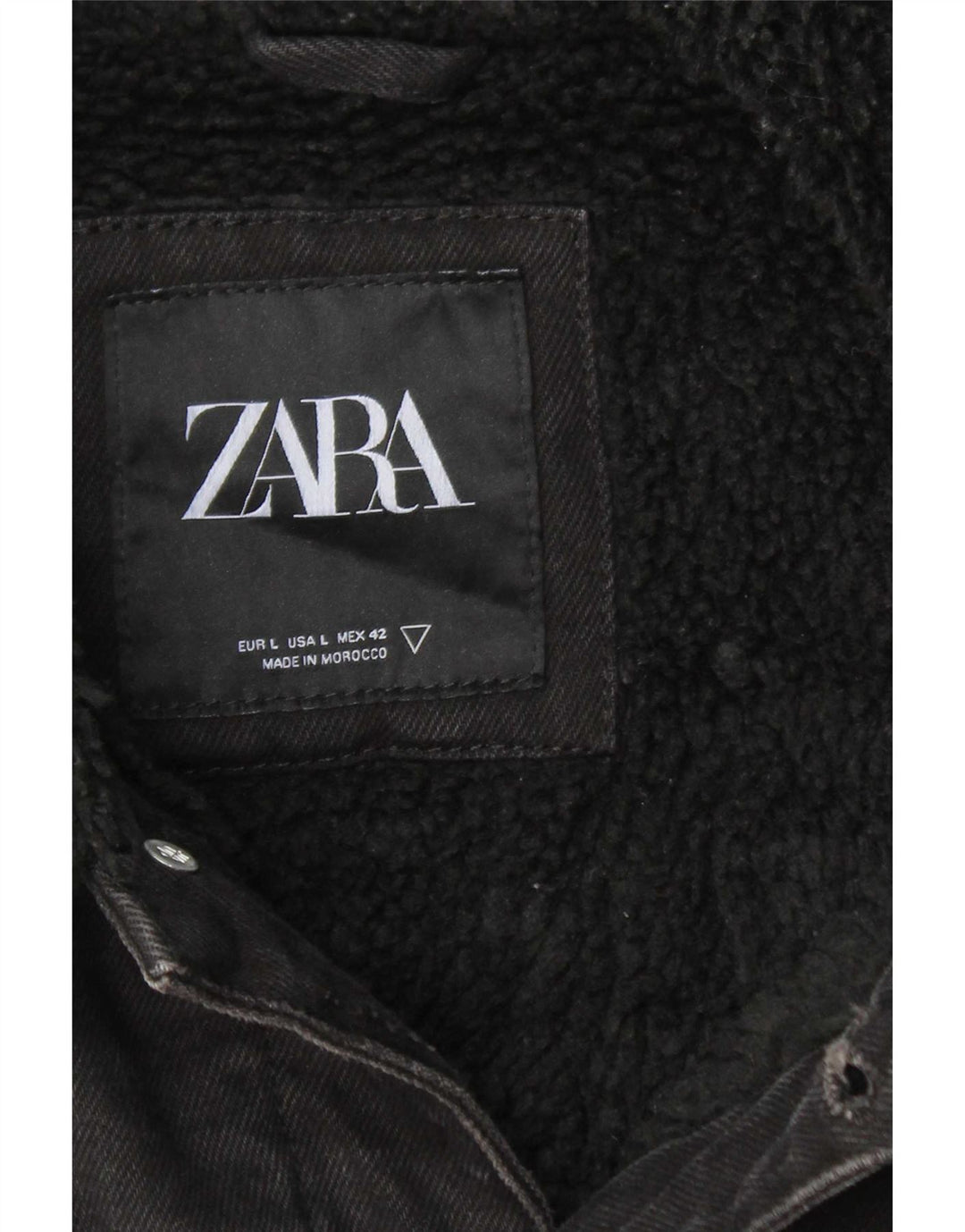 Jachetă Sherpa de blugi pentru bărbați Zara UK 40 Poliester negru mare