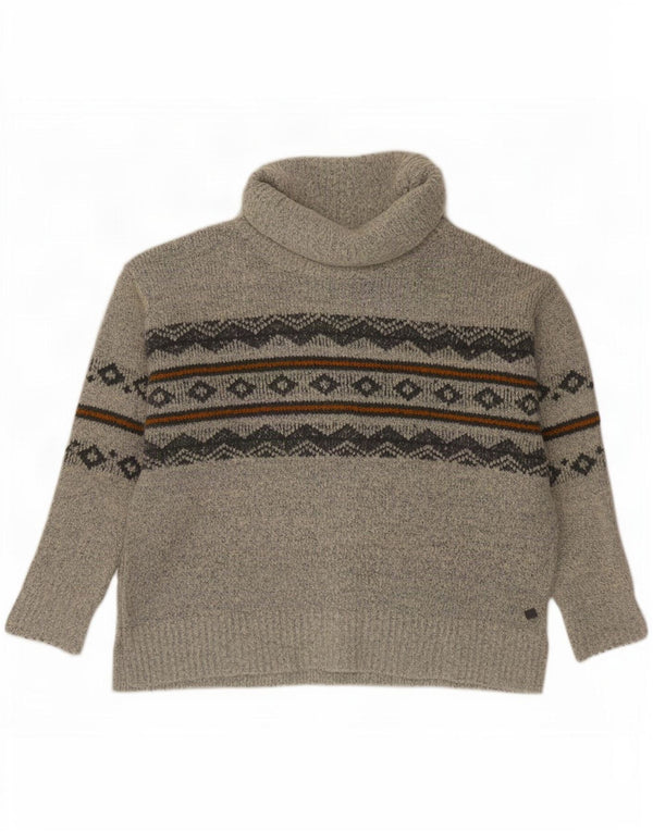 Weird Fish Pulover cu gât rulat pentru femei UK 14 Large Gri Fair Isle