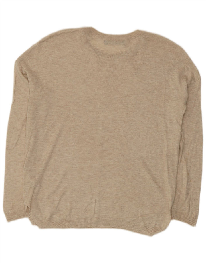 Pulover pentru femei Marks & Spencer cu decolteu rotund UK 10 Mic Bej Viscoză