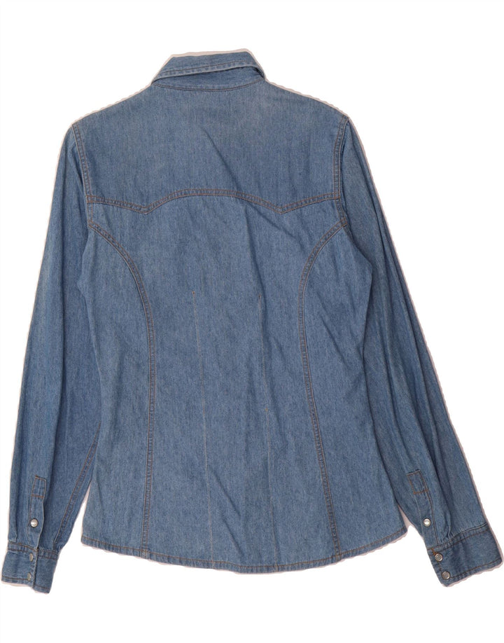 VINTAGE Womens Denim Shirt UK 14 Medium Blue Vintage Vintage and Second-Hand Vintage from Messina Hembry 