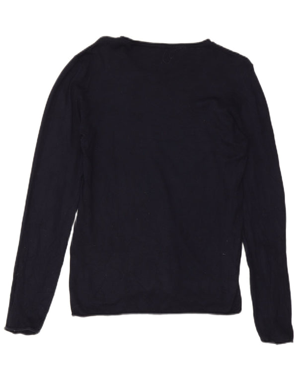 Top femeie Zara cu mânecă lungă UK 18 XL bleumarin, viscoză
