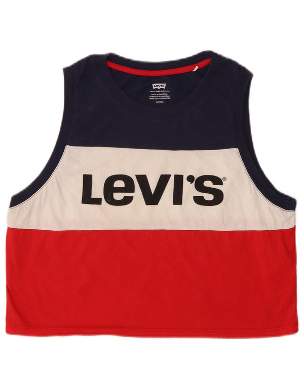 Top cu vestă cu grafică crop LEVI'S pentru femei UK 10, mic, cu dungi multicolore