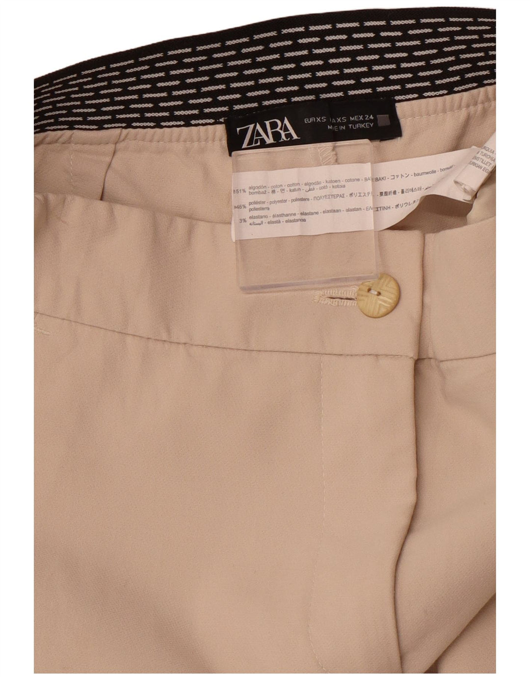 Pantaloni chino conici pentru femei ZARA XS W24 L26 bumbac bej