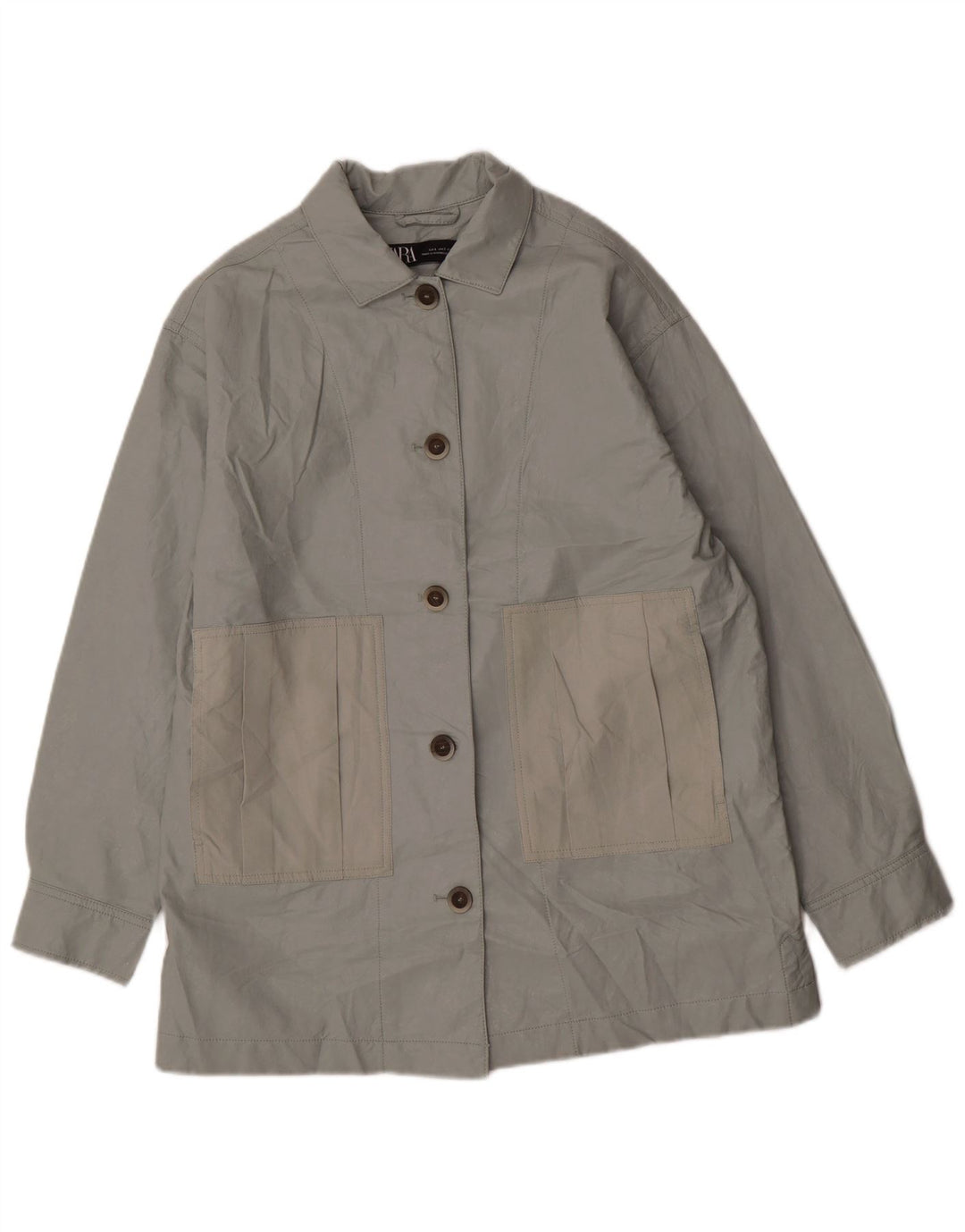 Jachetă de piele artificială supradimensionată pentru femei Zara UK 10 Poliuretan verde mic