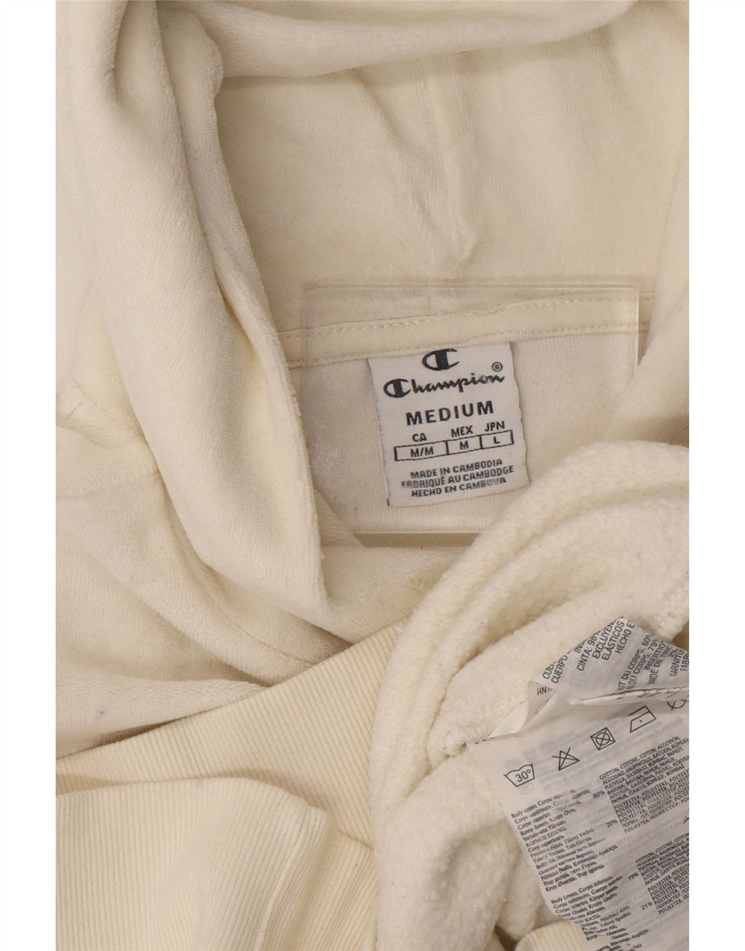 Pulover pentru femei CHAMPION, cu glugă, cu glugă, UK 14, bumbac alb, mediu