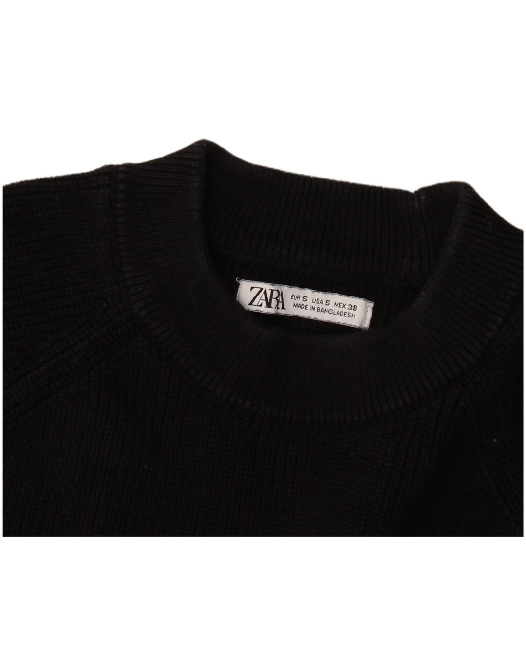 Pulover pentru bărbați Zara, cu gât crew, mic, negru