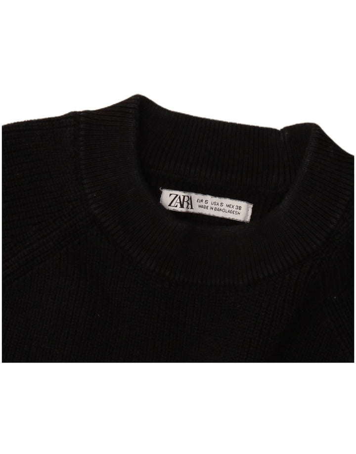 Pulover pentru bărbați Zara, cu gât crew, mic, negru