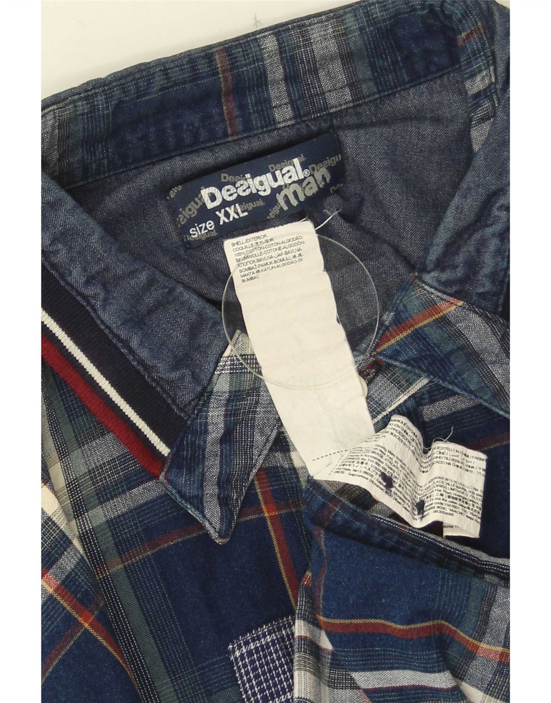 Cămașă Desigual pentru bărbați 2XL, bumbac cu carouri bleumarin