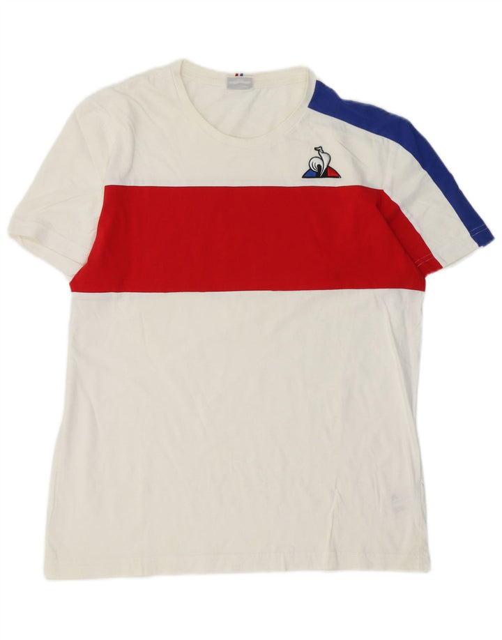 LE COQ SPORTIF Tricou Bărbați Top Mediu Alb Bumbac Colorblock