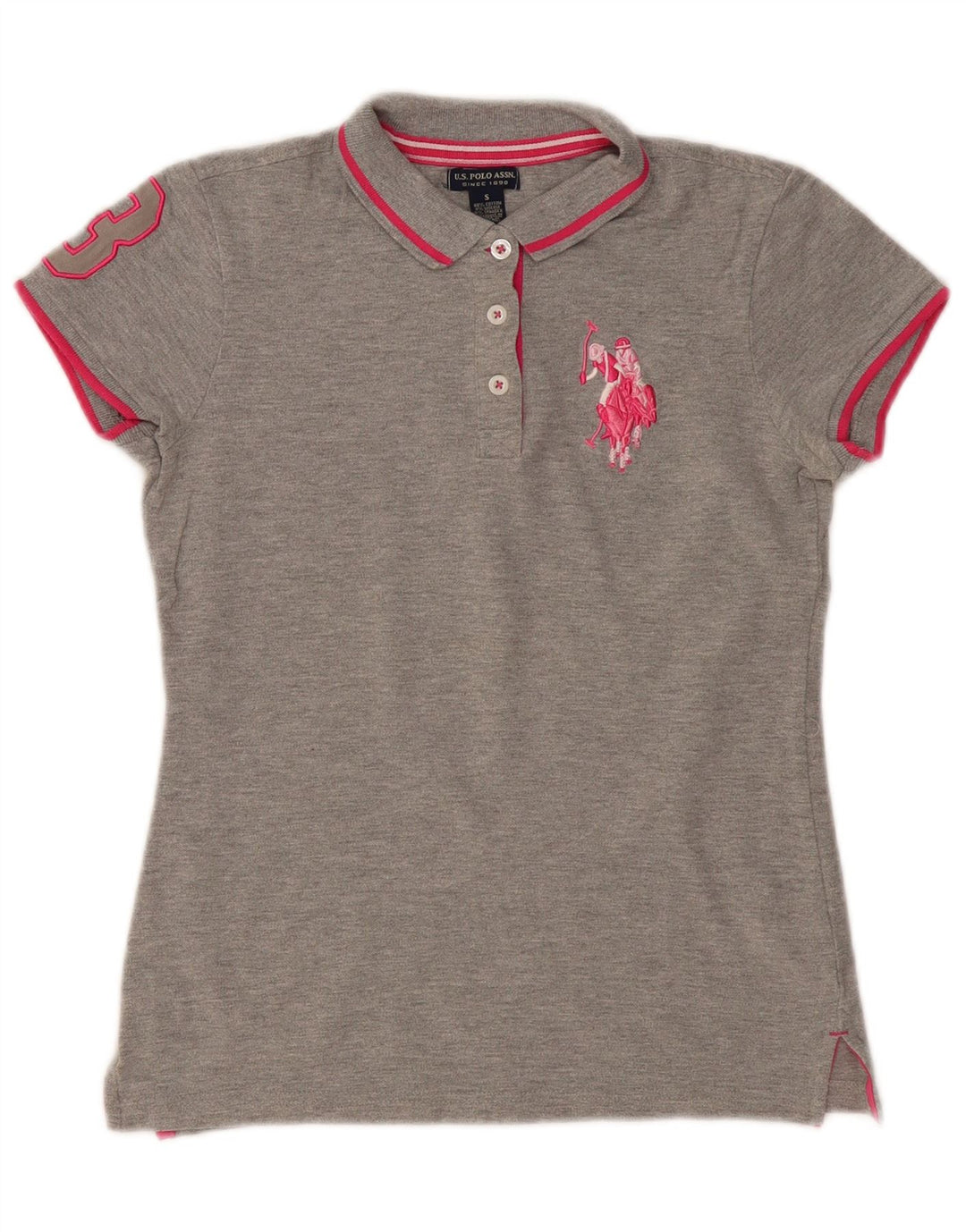 U.S. Polo Assn. Tricou polo pentru femei UK 10 mic bumbac gri