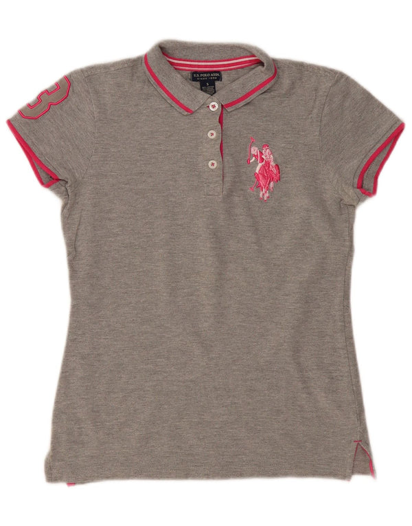 U.S. Polo Assn. Tricou polo pentru femei UK 10 mic bumbac gri