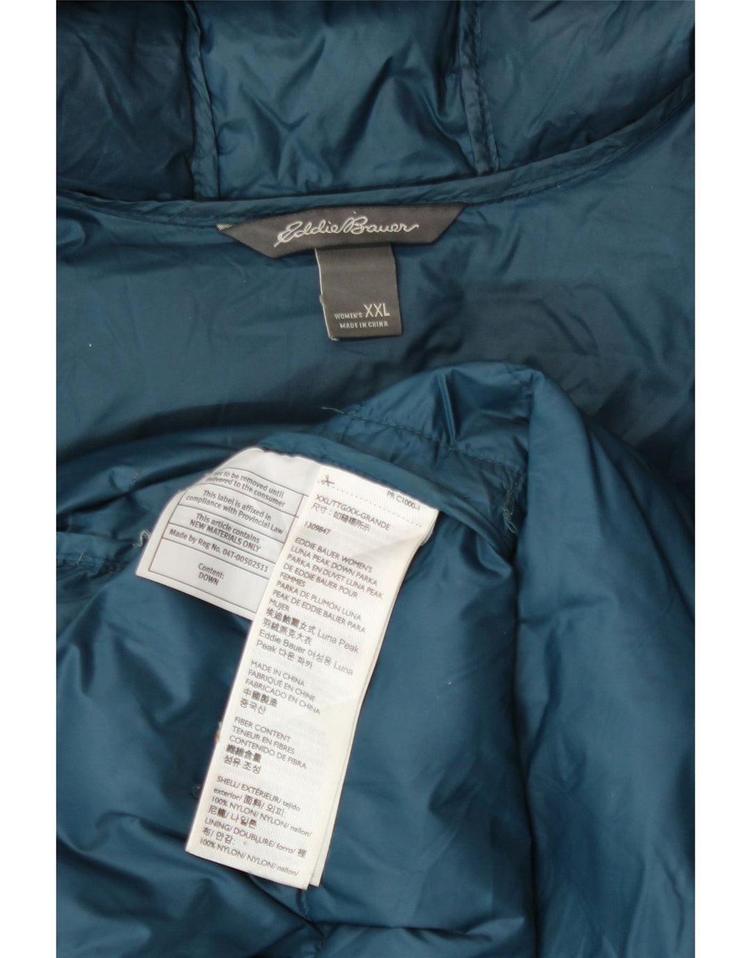 Jachetă căptușită cu glugă pentru femei Eddie Bauer UK 20 2XL Blue Nylon