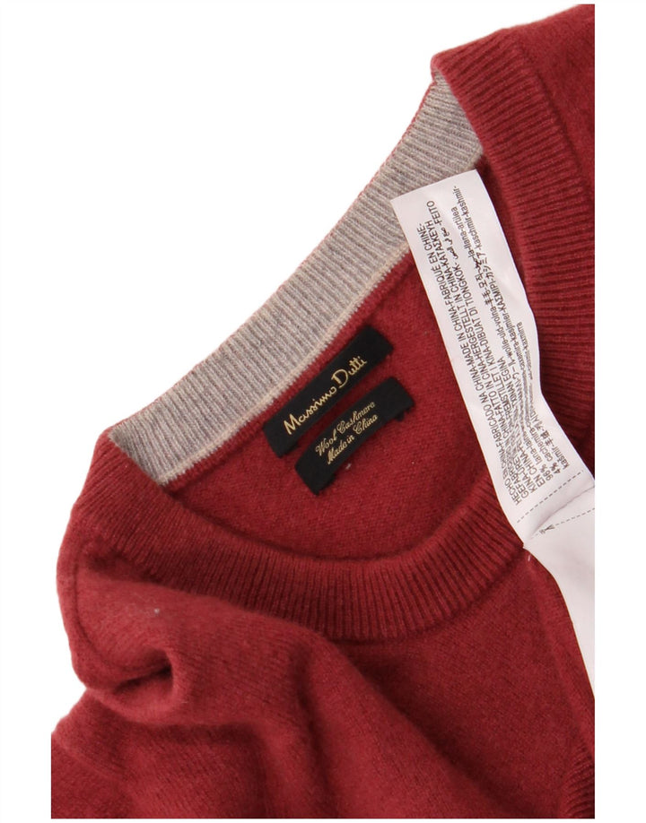 Pulover Massimo Dutti pentru bărbați cu gât roșu, lână XL