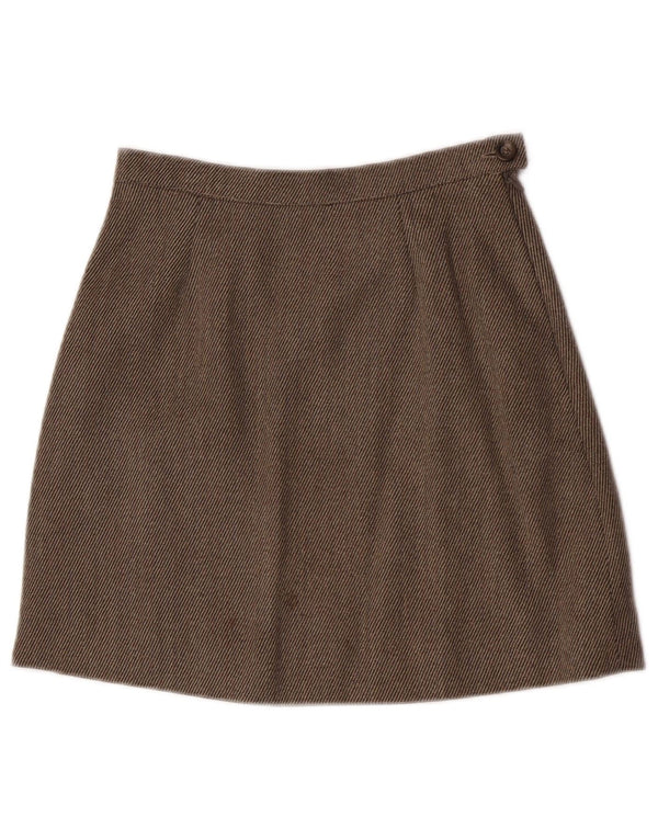 Max & Co. Fustă A-Line pentru femei UK 10 Small W26 Brown Pinstripe Lână virgină