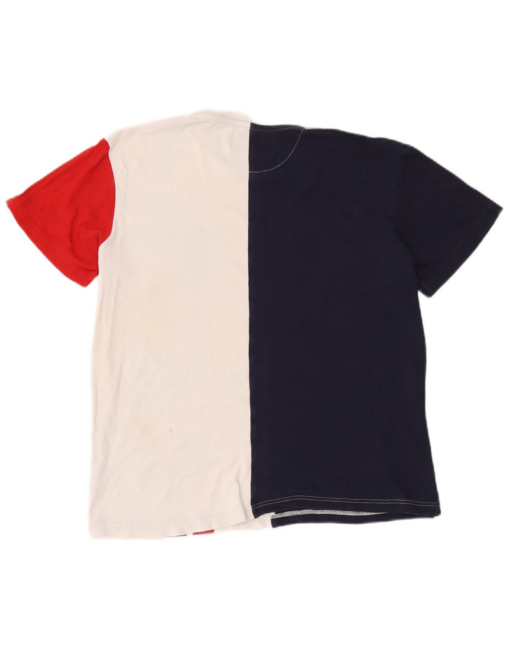 Tricou cu grafic Fila pentru bărbați Top mediu alb din bumbac color bloc