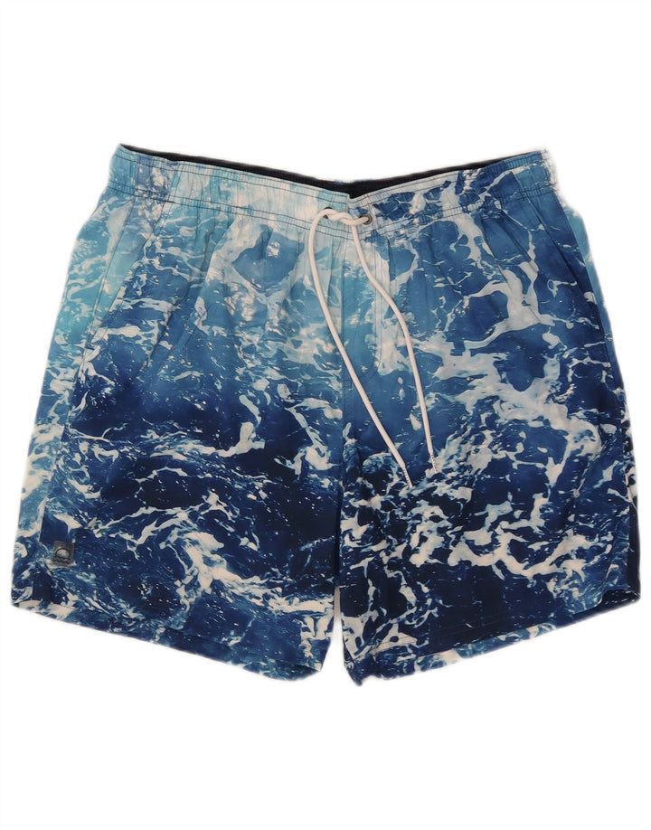 Marks & Spencer Pantaloni scurți de înot pentru bărbați, cu model abstract, poliester albastru mare