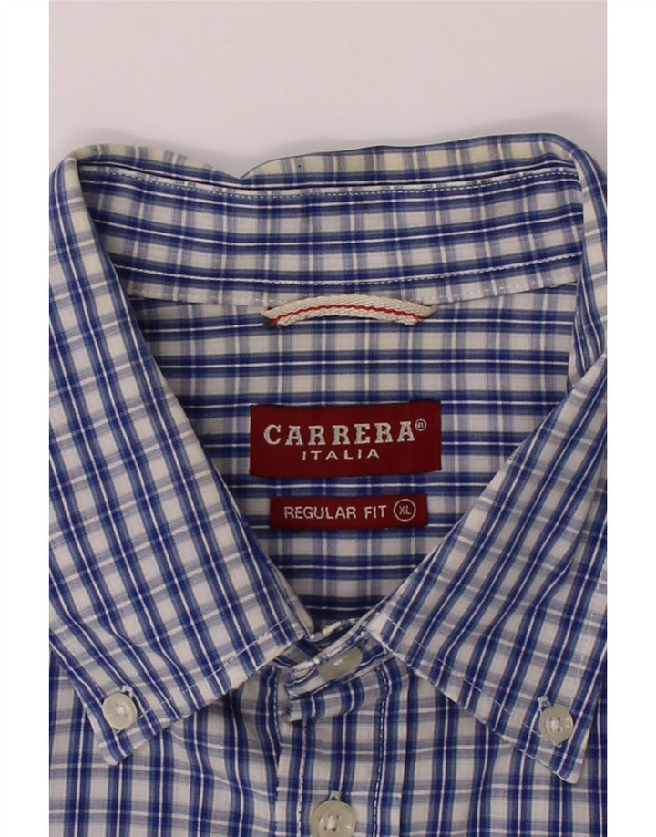 CARRERA Mens Regular Fit Shirt XL Blue Check Cotton Vintage Carrera and Second-Hand Carrera from Messina Hembry 
