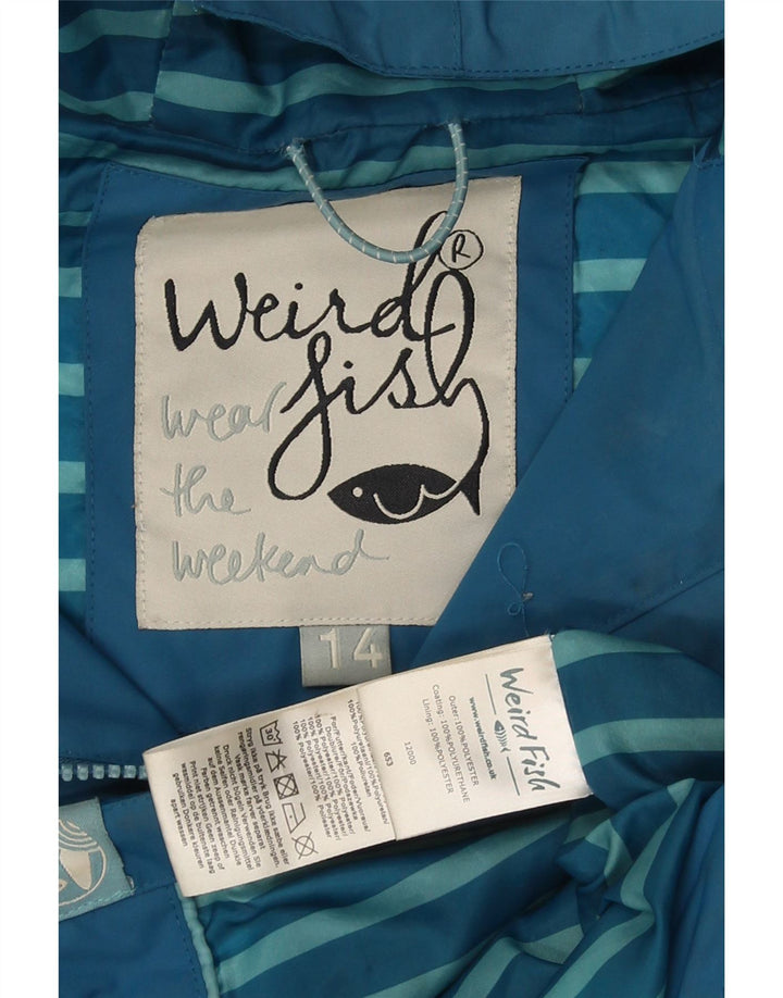 Jachetă Windbreaker cu glugă pentru femei Weird Fish UK 14, mare, cu dungi albastre
