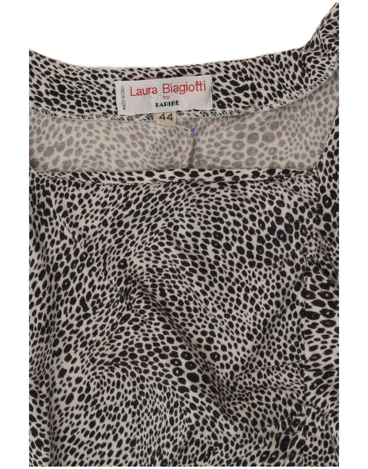 LAURA BIAGIOTTI Bluză Crop Femei Top IT 44 Medium Black Animal Print