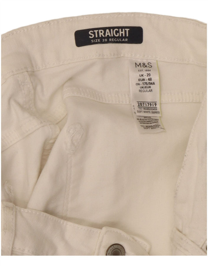 Blugi drepti obișnuiți pentru femei Marks & Spencer UK 20 2XL W40 L29 Alb