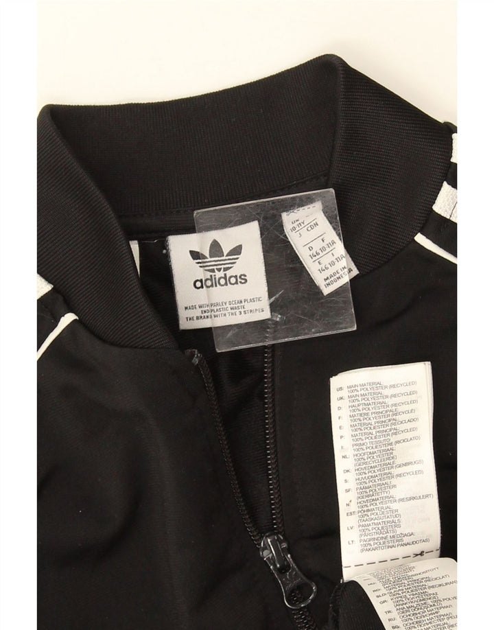 Jachetă de trening pentru băieți ADIDAS 10-11 ani, poliester negru