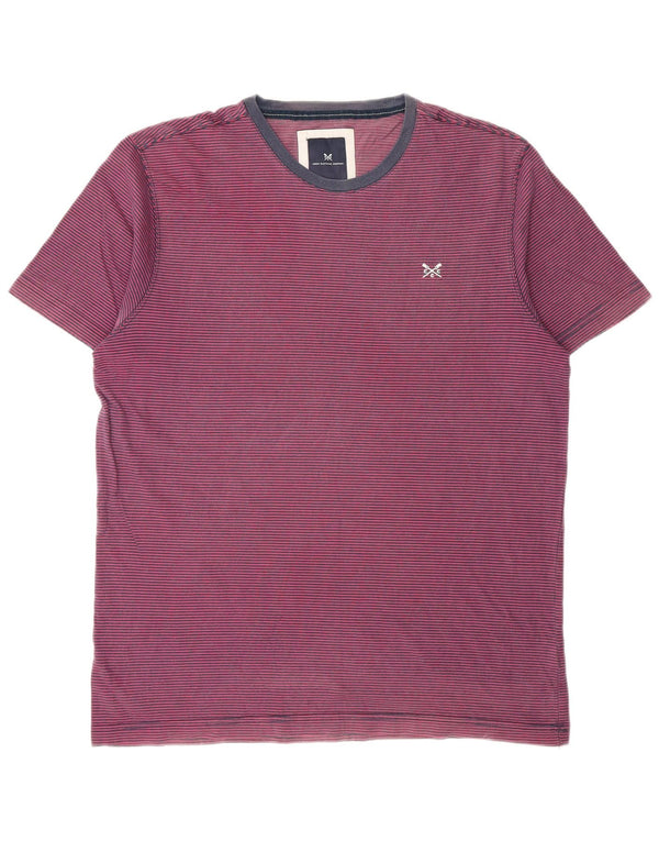 Crew Clothing Tricou pentru bărbați Top mare Burgundy Pinstripe Bumbac