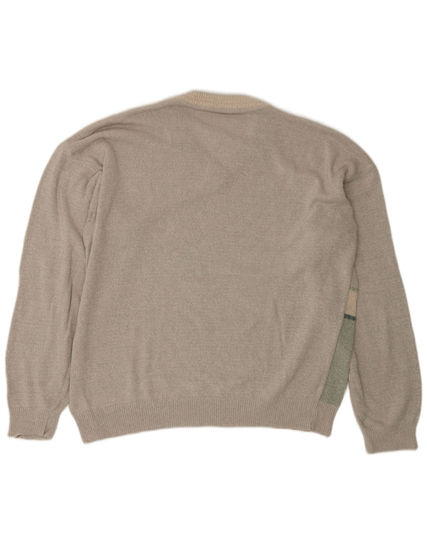 Pulover vintage pentru bărbați cu decolteu în V IT 58 2XL verde geometric