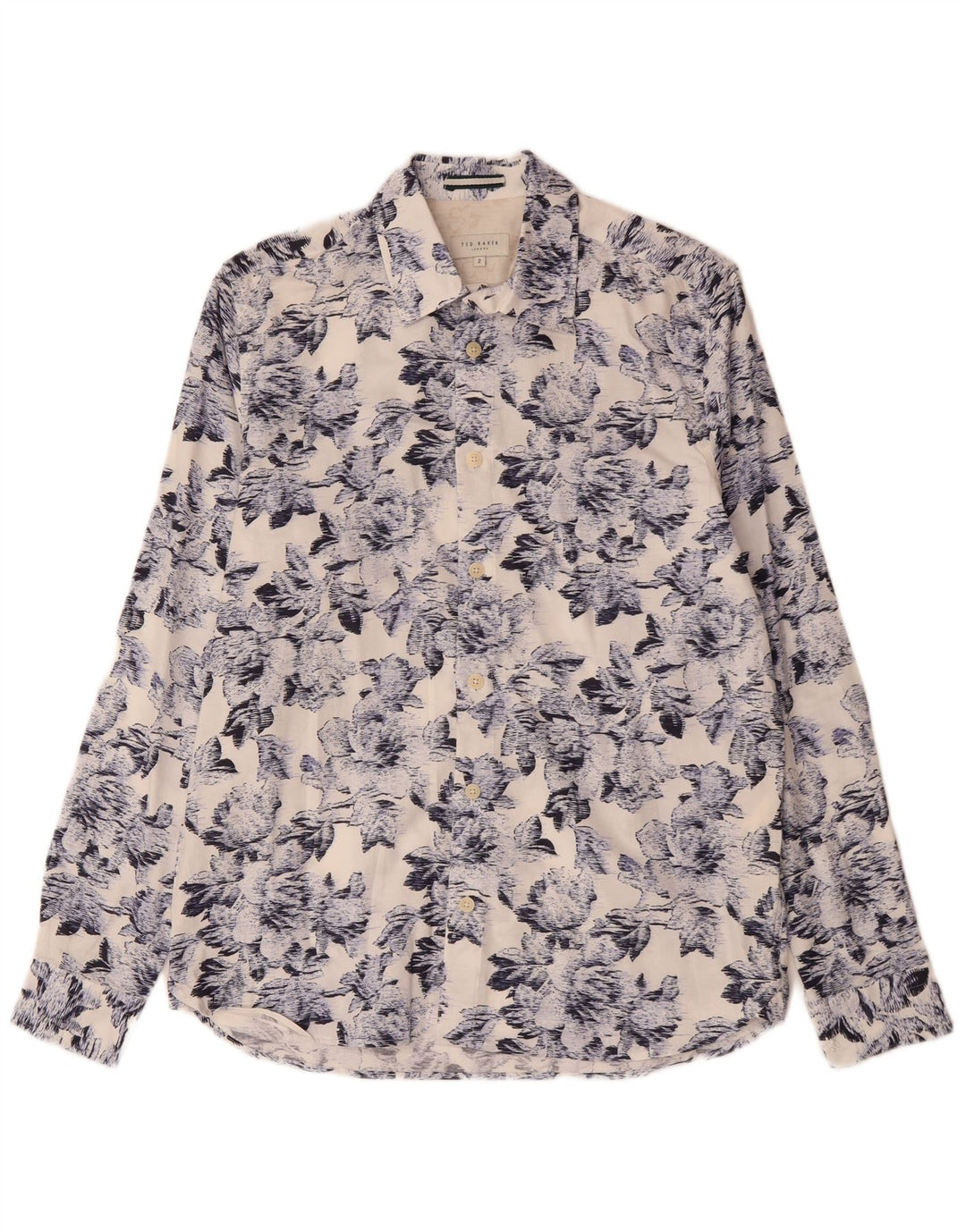 Cămașă pentru bărbați TED BAKER Mărimea 2 Bumbac Floral Alb Mic