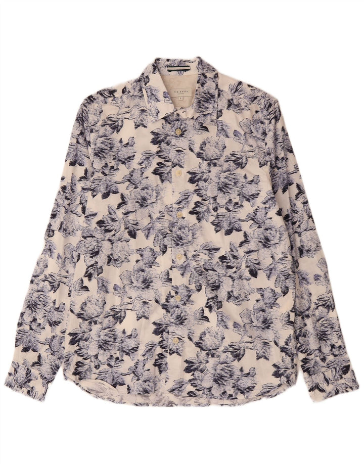 Cămașă pentru bărbați TED BAKER Mărimea 2 Bumbac Floral Alb Mic