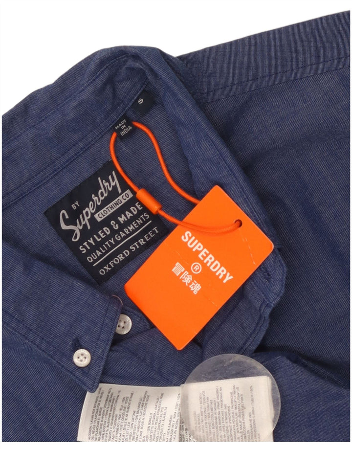 Cămașă cu mânecă scurtă pentru bărbați Superdry, bumbac albastru mic