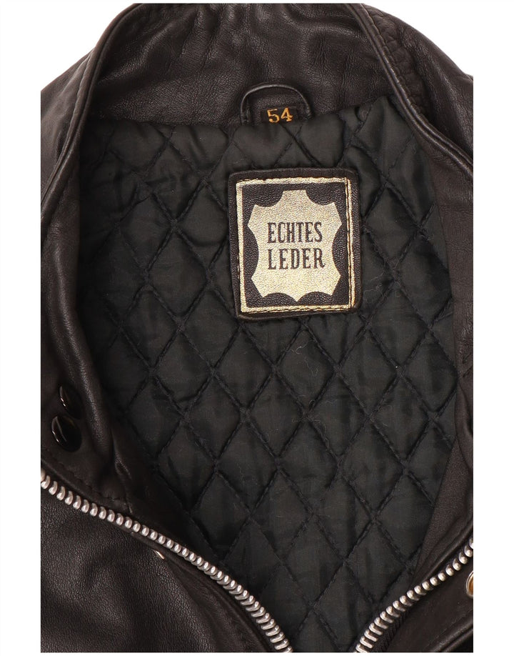 Jachetă militară din piele pentru bărbați VINTAGE IT 54 2XL din piele neagră