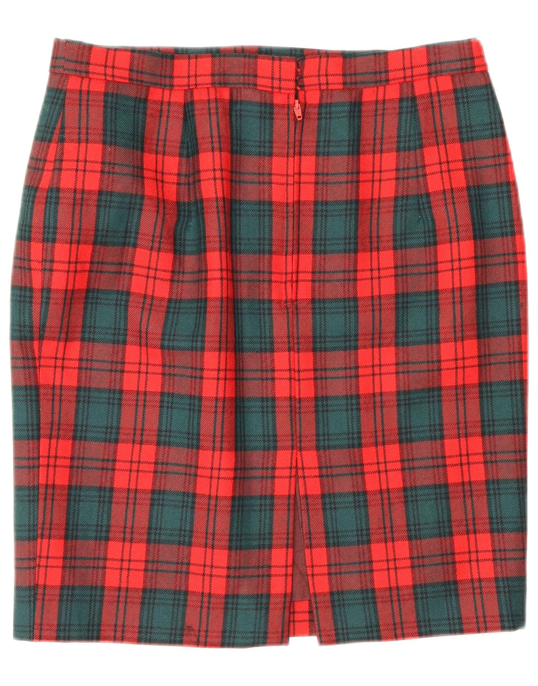 Fusta creion vintage pentru femei W28 carouri roșii medii