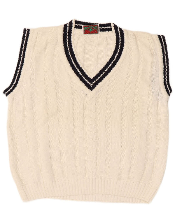 Vintage Womens Vest Tank Top UK 14 Medium White