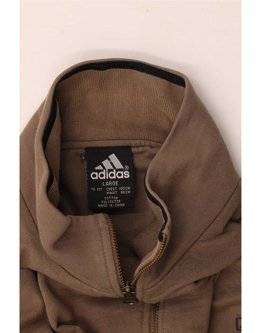 Hanorac pentru bărbați Adidas, cu fermoar, cu gât, maro mare