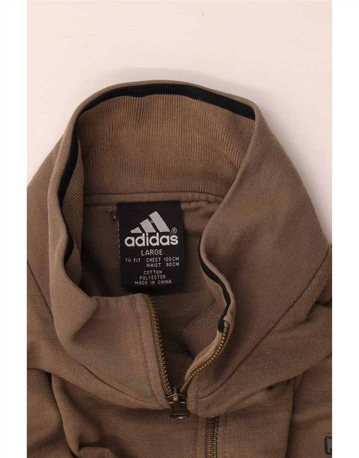 Hanorac pentru bărbați Adidas, cu fermoar, cu gât, maro mare