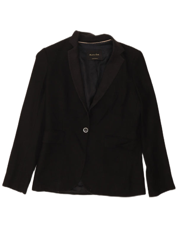 MASSIMO DUTTI Jachetă Blazer Femei 1 Buton EU 36 XS Lână Neagră