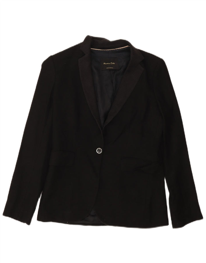 MASSIMO DUTTI Jachetă Blazer Femei 1 Buton EU 36 XS Lână Neagră