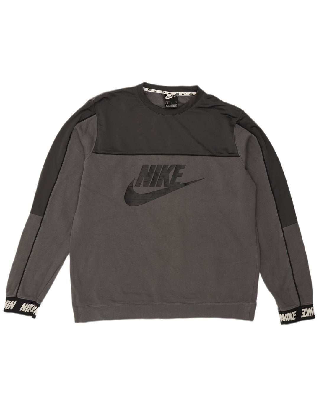 Hanorac grafic pentru bărbați Nike Pulover mare, gri, bumbac color bloc