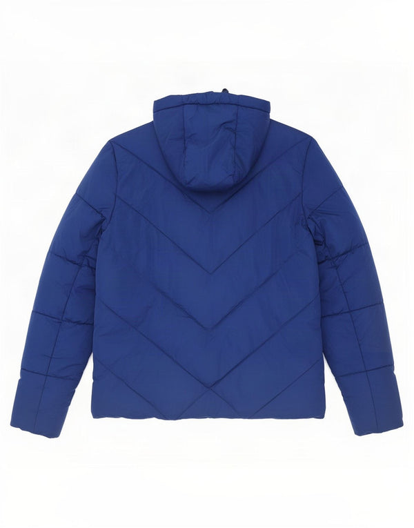 Superdry Mens Hooded Padded Jacket UK 38 Medium Blue Polyester