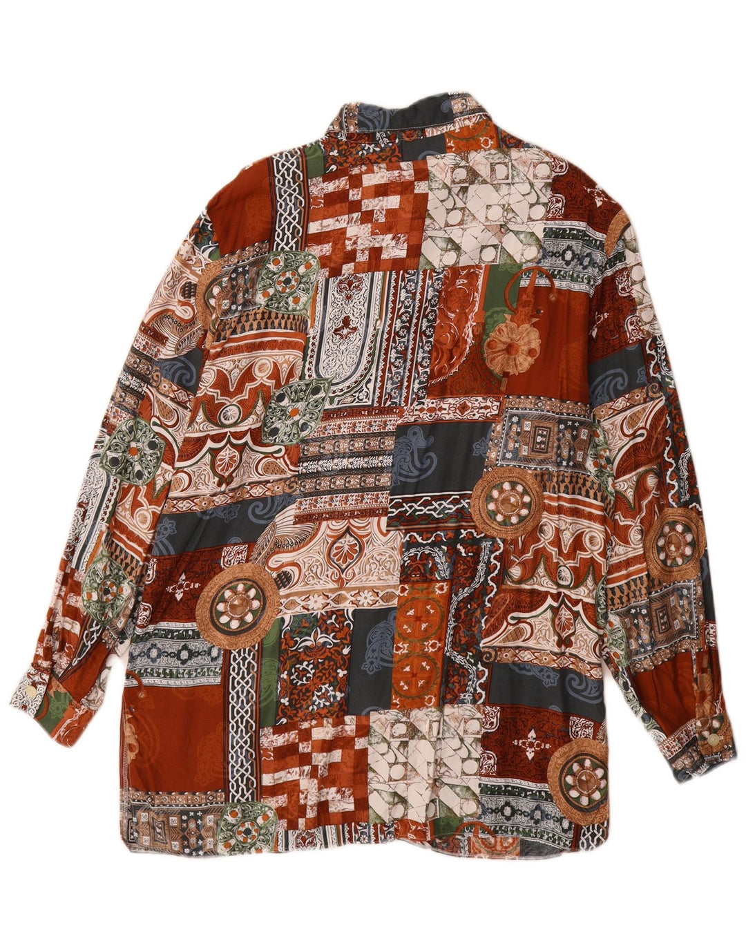 Cămașă vintage pentru femei cu paragate UK 14 mare, multicoloră, viscoză