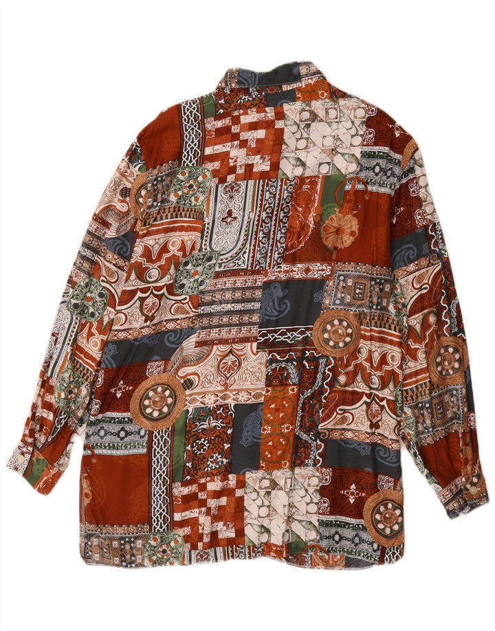 Cămașă vintage pentru femei cu paragate UK 14 mare, multicoloră, viscoză
