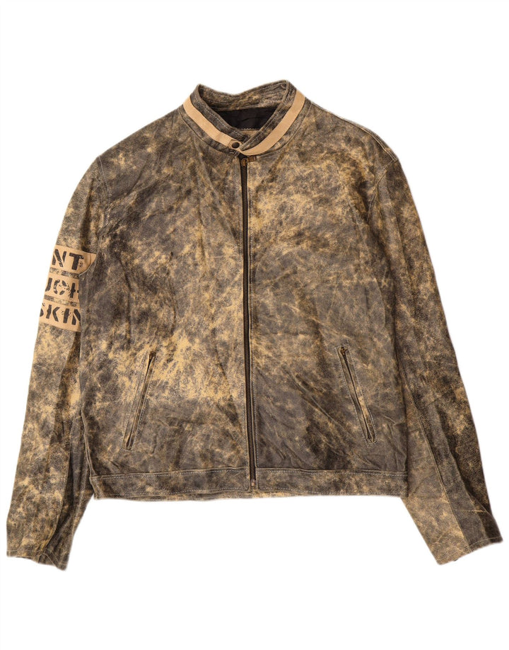 Jachetă din piele cu grafică pentru bărbați Bata IT 52 XL din piele gri