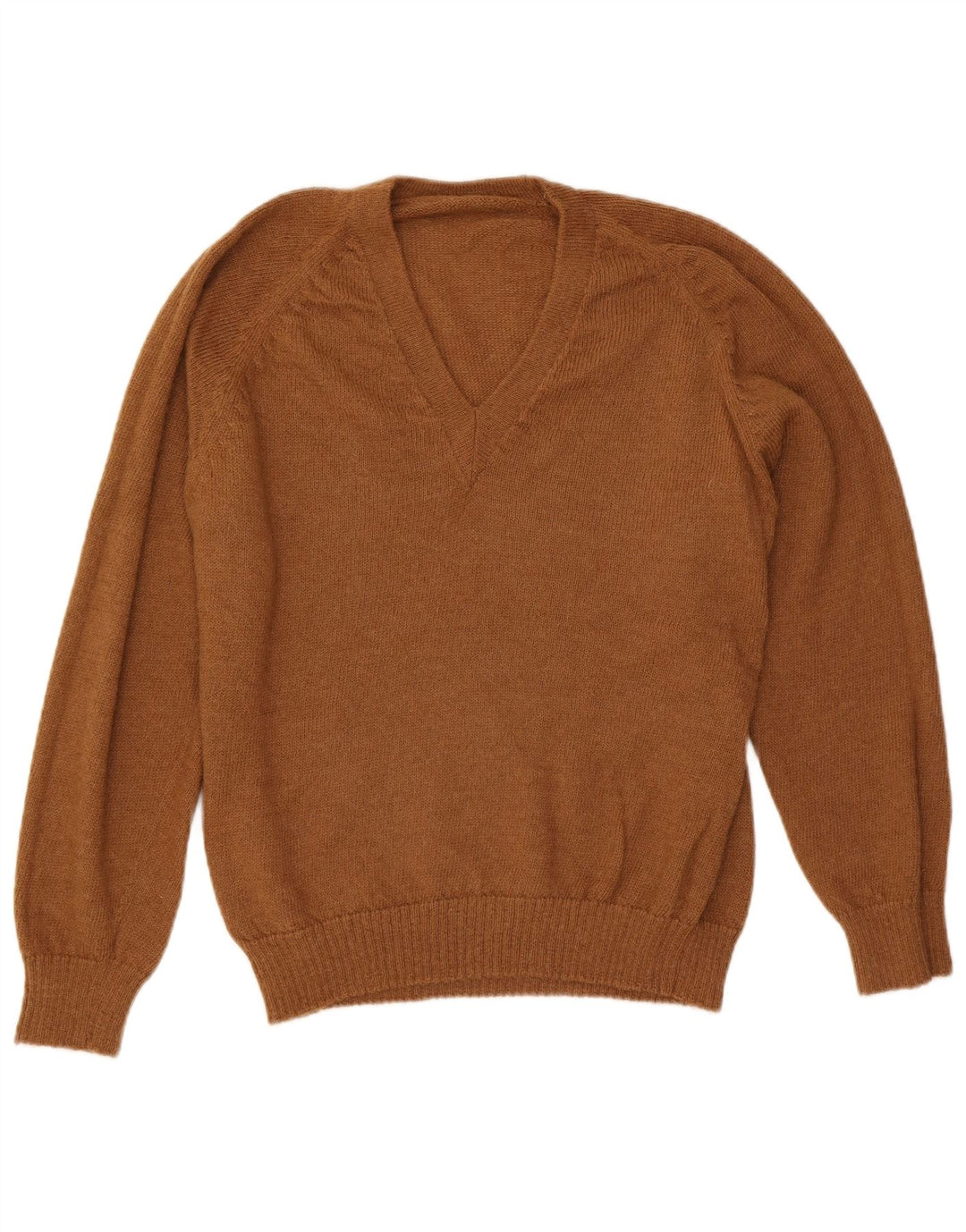 VINTAGE Mens V-Neck Jumper Sweater Medium Brown