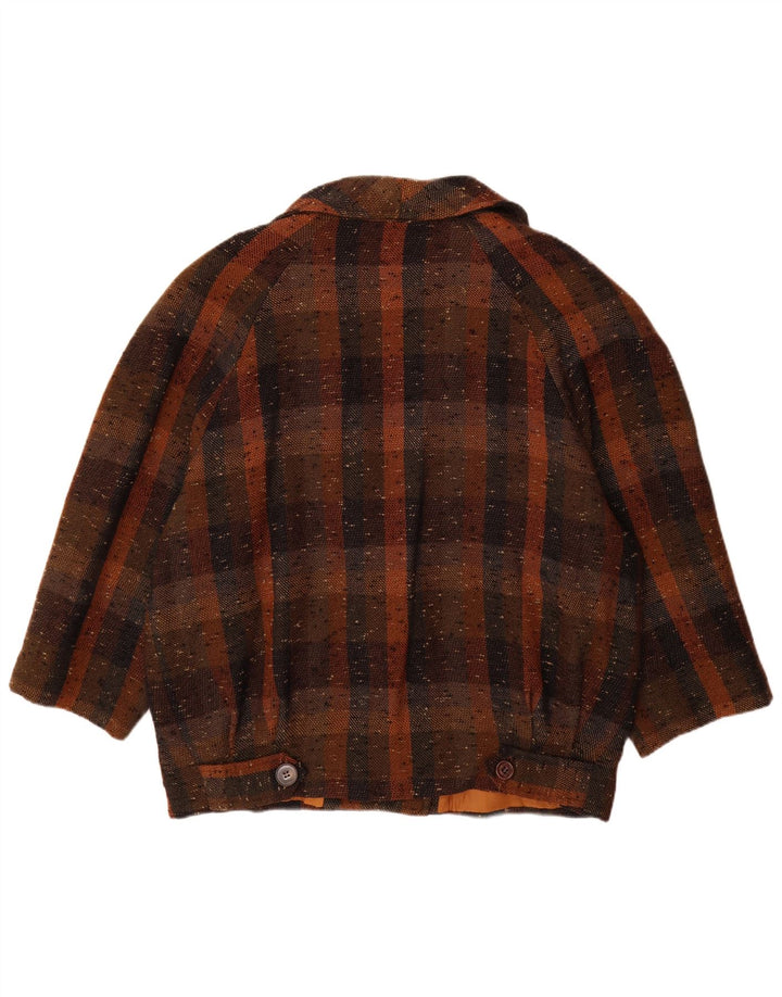 Blazer Vintage pentru femei cu 2 nasturi, UK 18 XL, maro, check