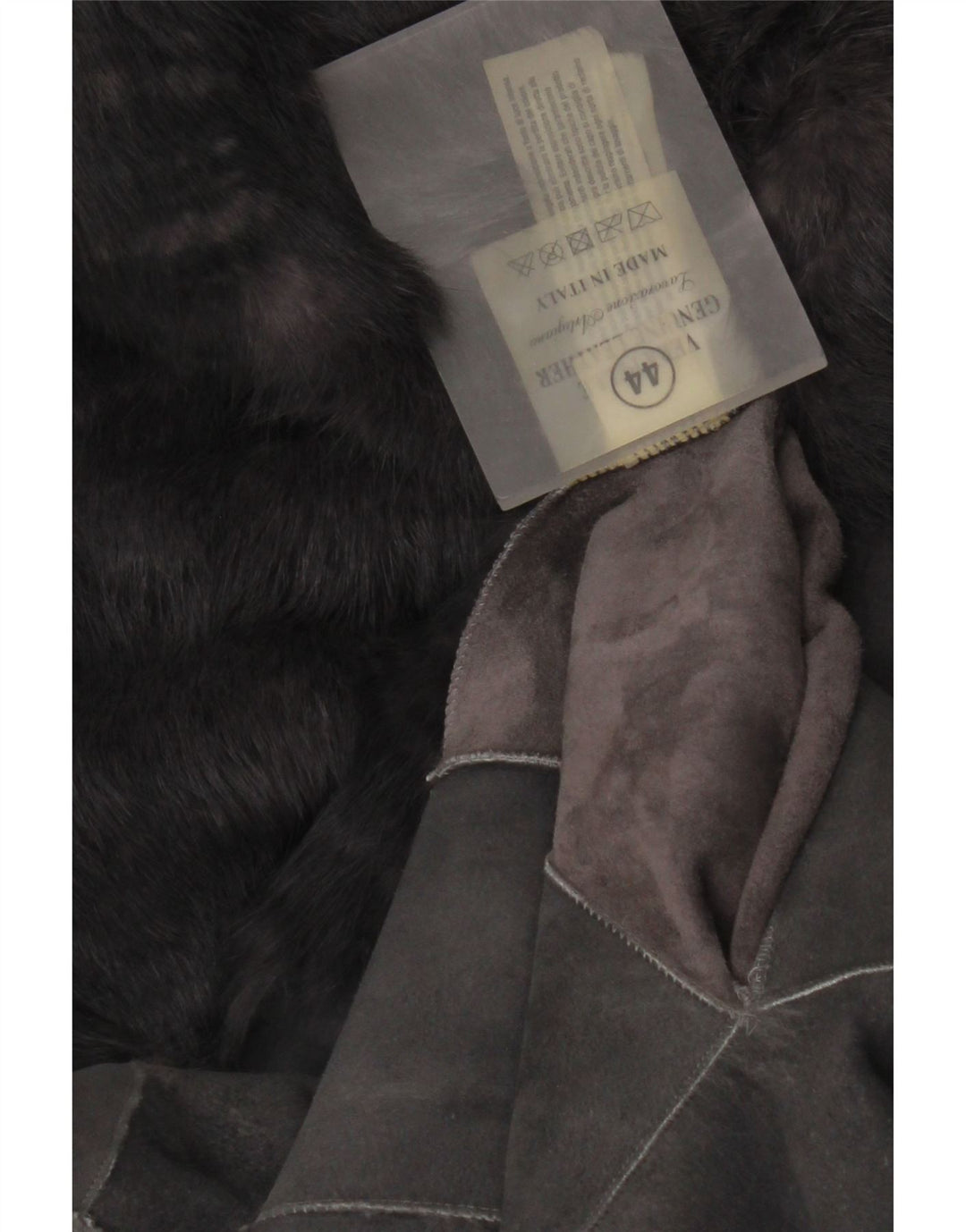 Palton Vintage pentru femei, supradimensionat, cu mâneci 3/4, din shearling, cu glugă, IT 44, gri mediu