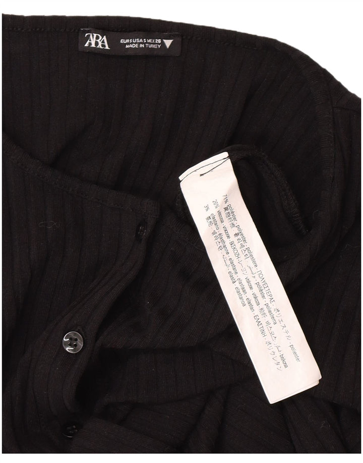 Pulover cardigan cu lungă pentru femei Zara UK 8 Poliester negru mic